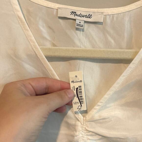 NWT Madewell Brushed Ruched-Front Top In White Size 2 - Picture 6 of 8